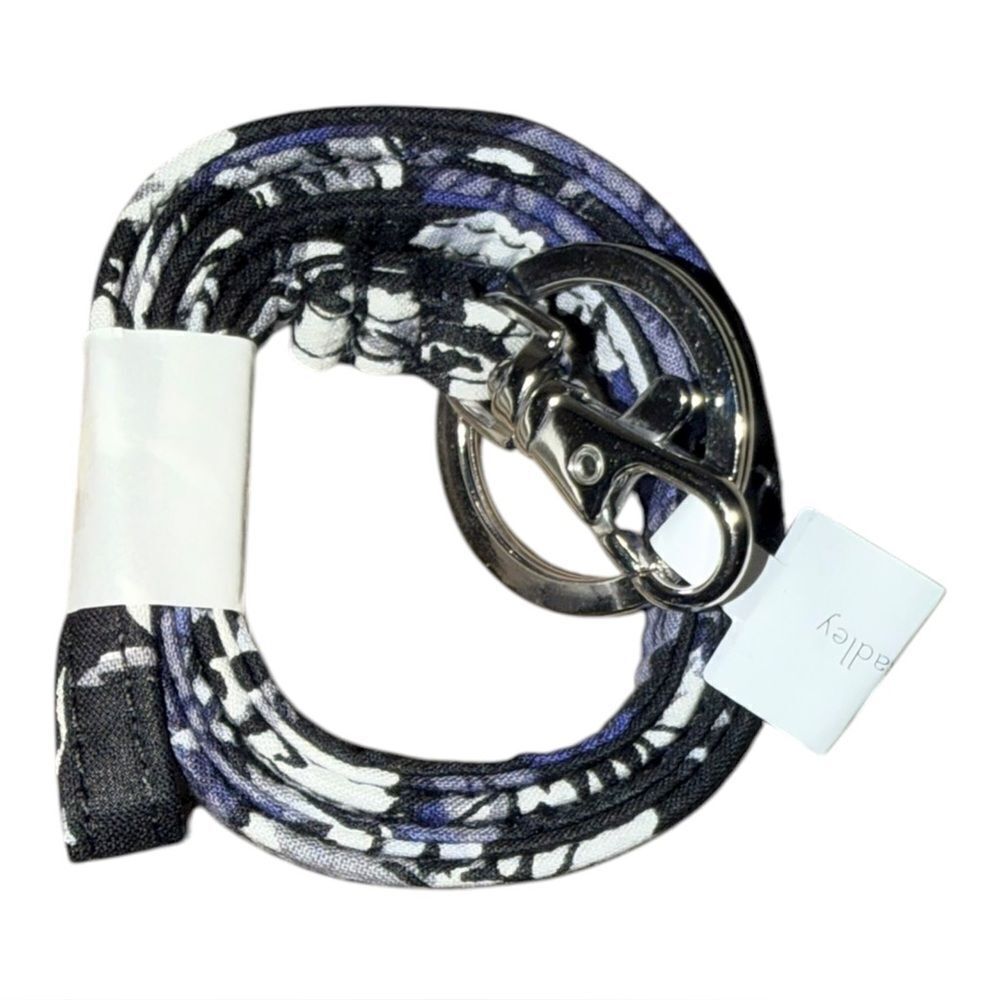 Vera Bradley Frosted Floral Lanyard ID Holder Black White NWT